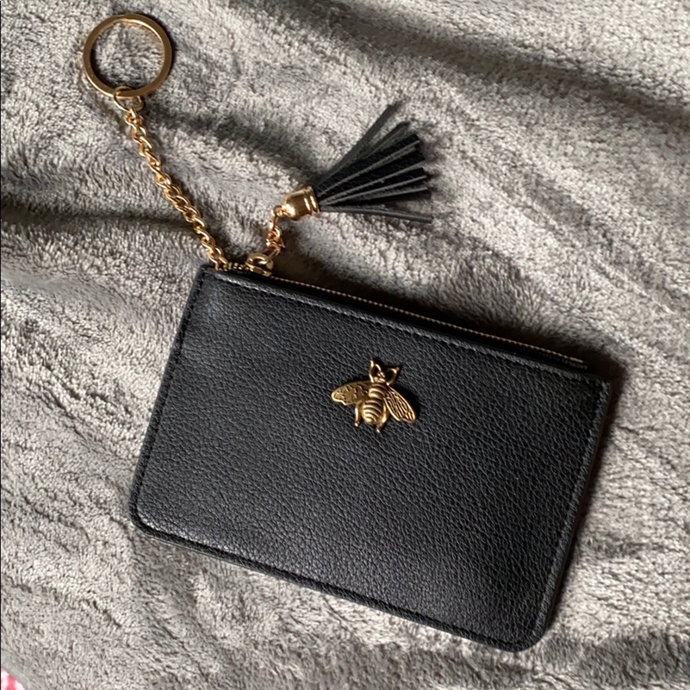 Faux leather bumblebee keychain wallet